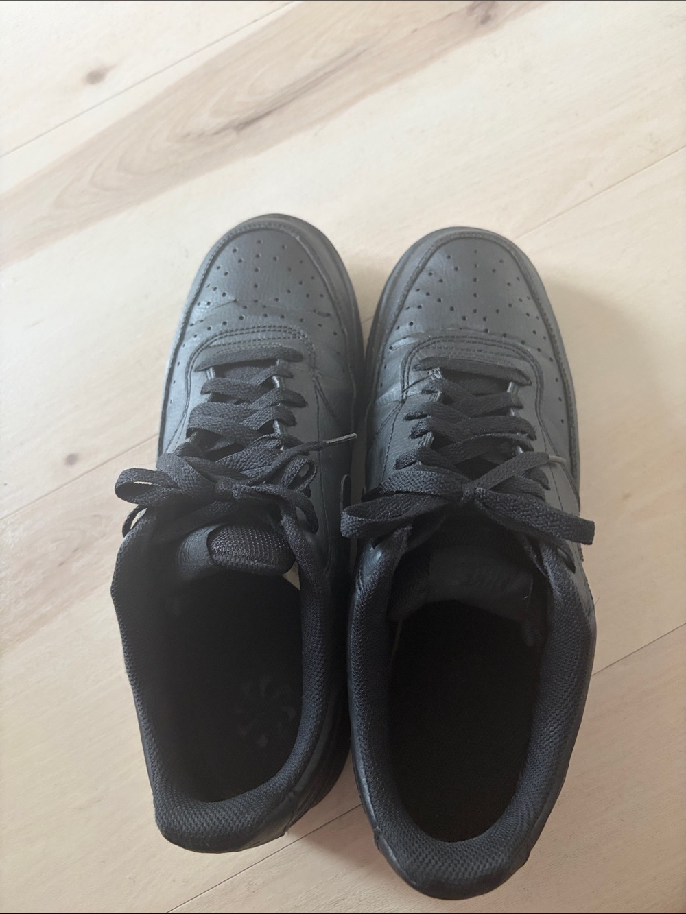 nike mens court vision low black/black sz 10.5 leather - Picture 5 of 11